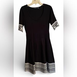 NWT Nina Leonard Black Dress with White Accents